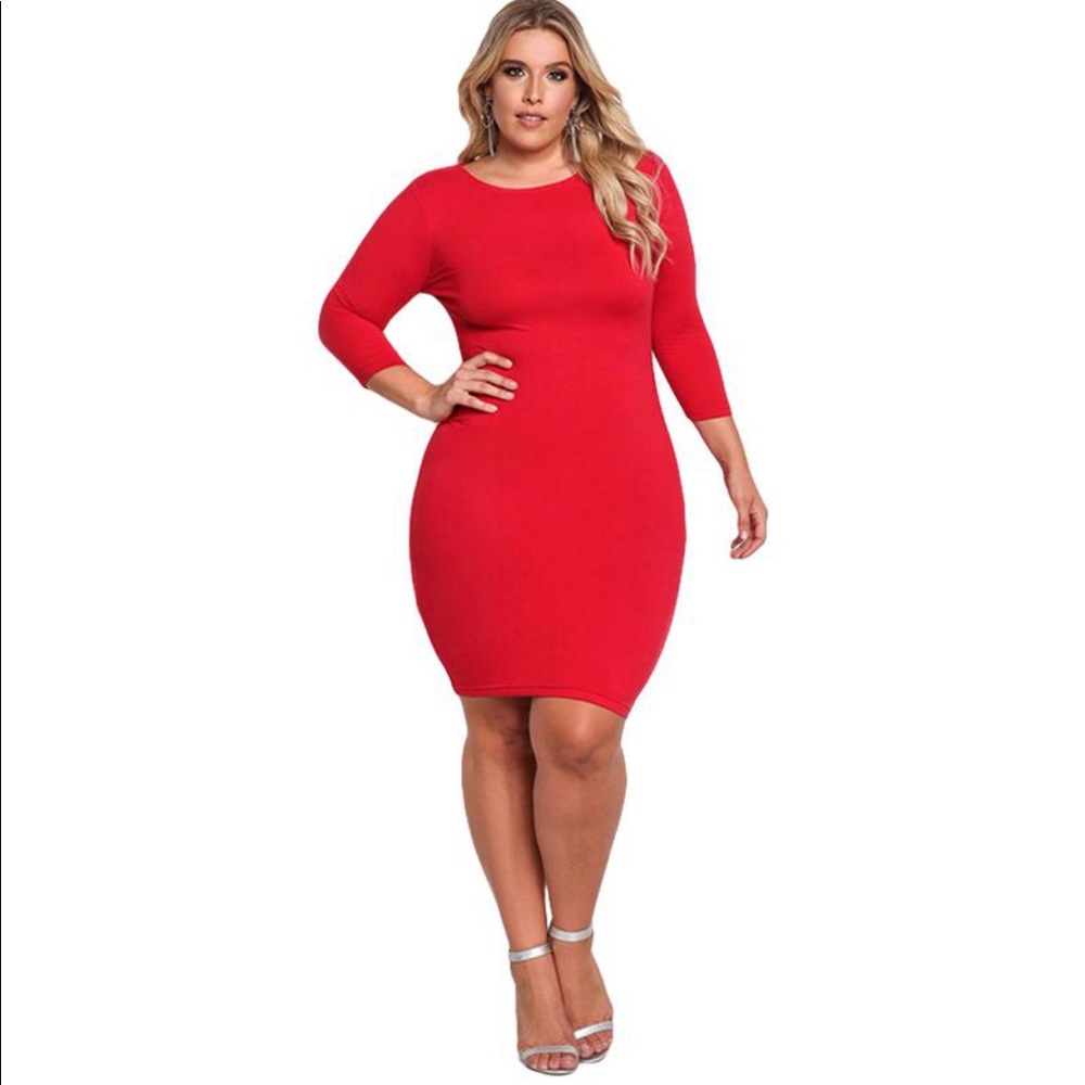 Plus Size Red Bodycon Dress